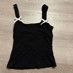 Edikted Black Camisole with Pink Ribbon Details